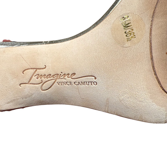 VINCE CAMUTO Phoebe Imagine Women's 36.5/US 6.5 Iridescent Gold Stiletto T Strap - Picture 10 of 10